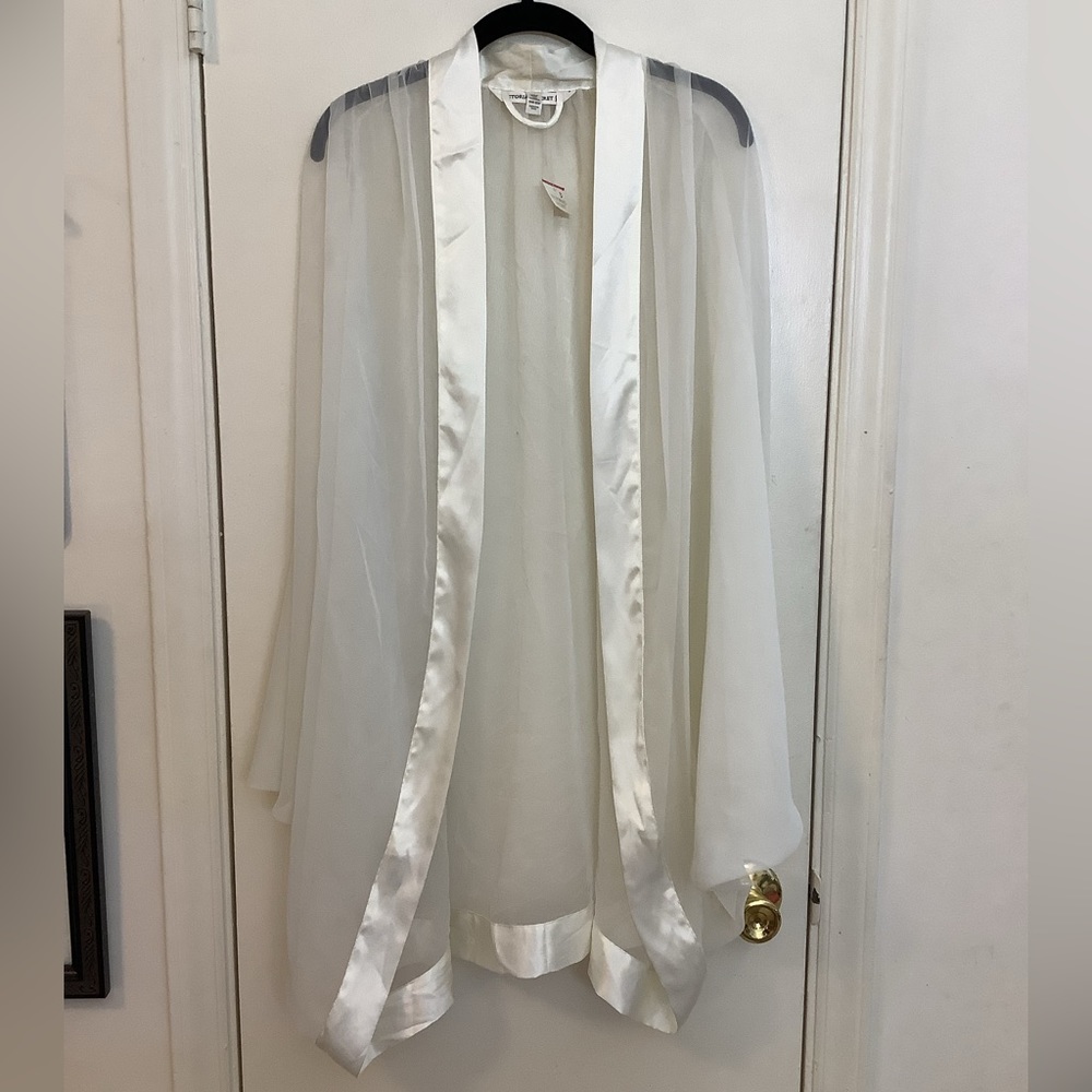 Victoria's Secret Sheer Ivory Satin-Trim Robe
